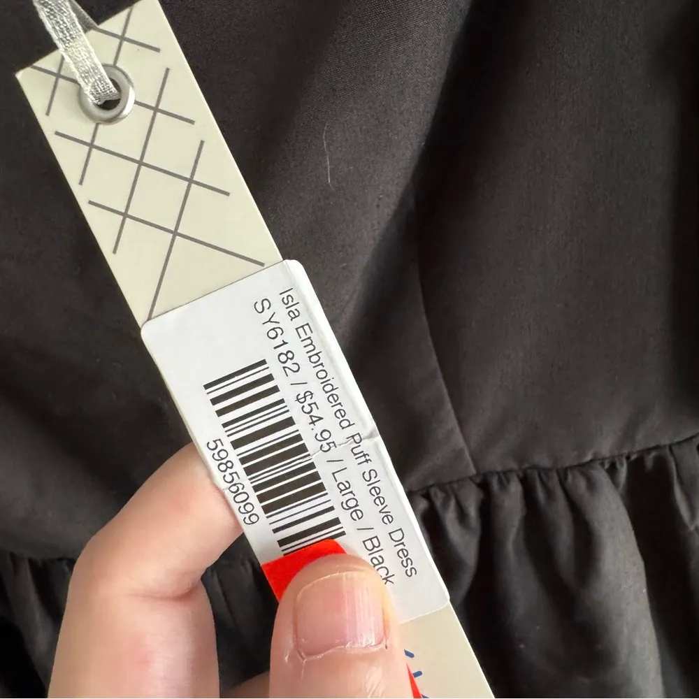 NWT She + Sky Isla Black Embroidered Puff Sleeve Dress - Image 3