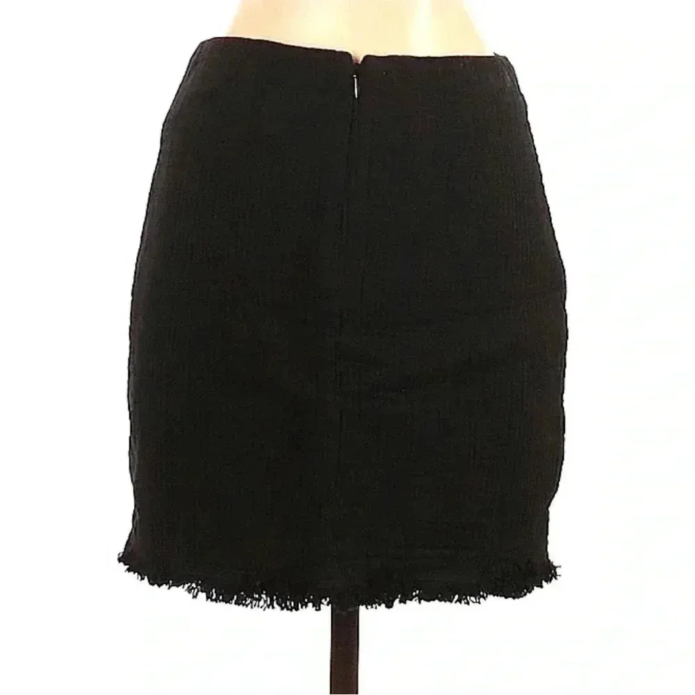 Madewell | Black Hideaway Fringe Boho Bohemian Textured Mini Skirt Womens 0 - Image 4