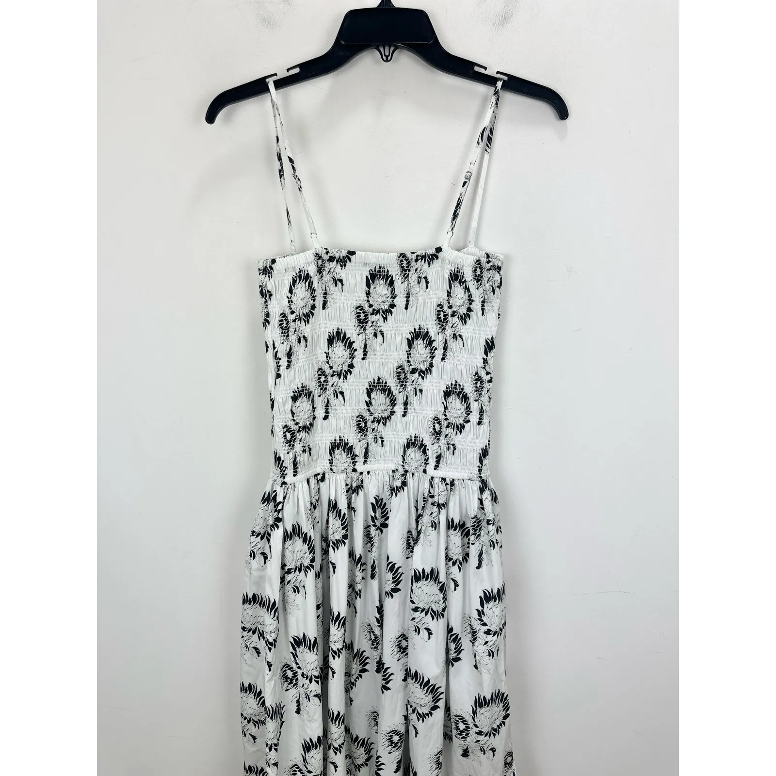 Madewell Smocked Maxi Dress Graphic Sunflowers White Cotton A Line Small NWT - Image 8