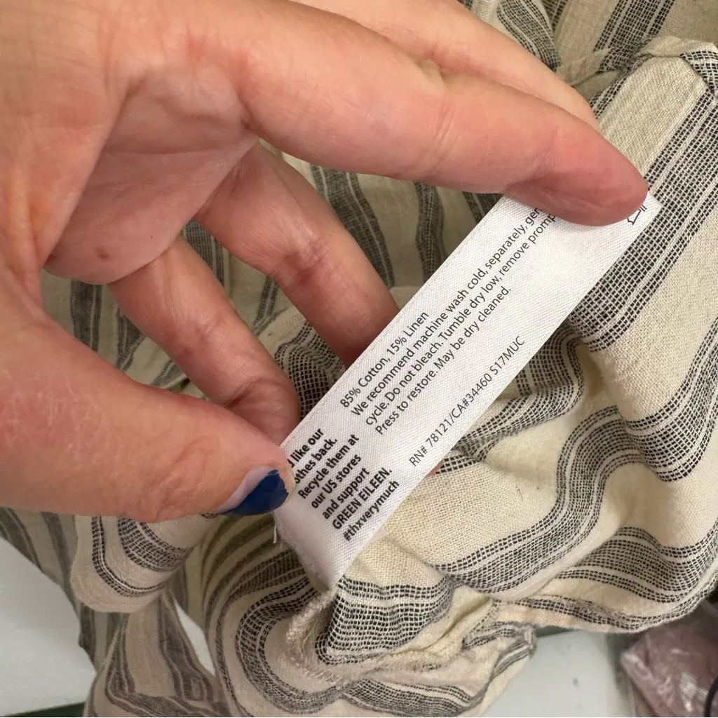 Eileen Fisher Cotton Linen Sleeveless Tunic Length Stripe Dress/Top Size Medium - Image 6