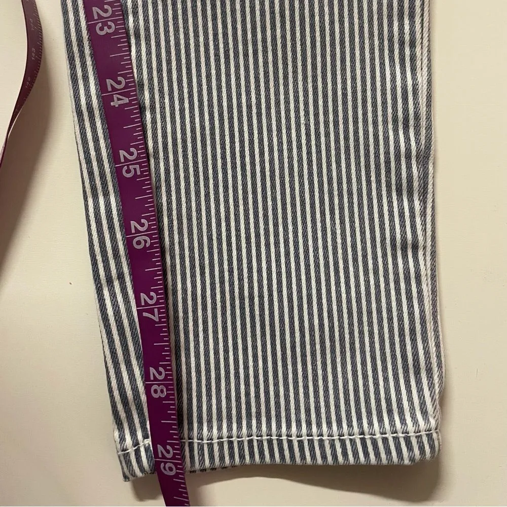 PacSun BullHead Uber High Rise Skinniest Blue & Cream Striped Jeans Sz 7 EUC - Image 7
