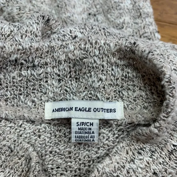 American Eagle Mock Neck Sweater Knit Pullover Cross Front Beige‎ Womens Small - Image 5