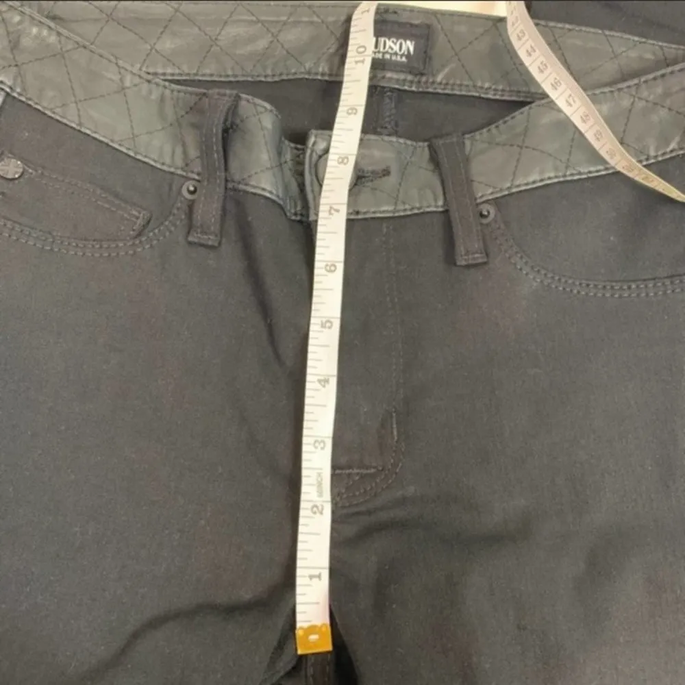 Hudson Leeloo super skinny crop jeans leather trim - Image 6