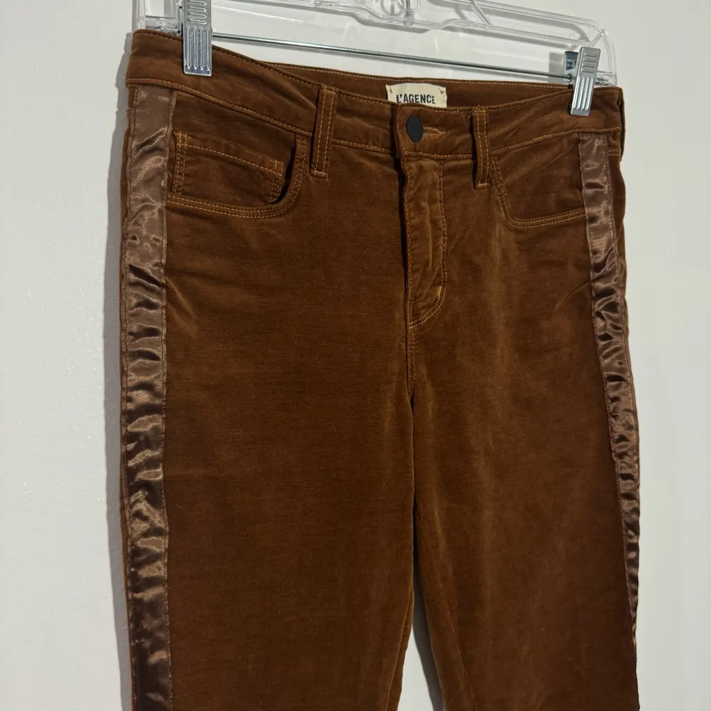 L'agence Margot High Rise Skinny In Java Velvet Tuxedo‎ Stripe Size 26 - Image 3