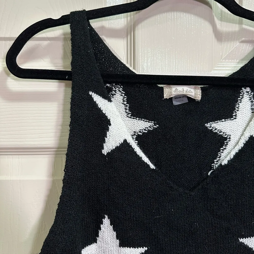 Women’s Altar’d State tank top sweater knit V-neck black white star size medium - Image 2