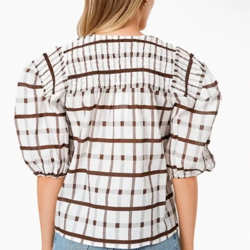 FINAL PRICE NWT Moon River Brown Grid Print Puff Sleeve Woven - Image 10