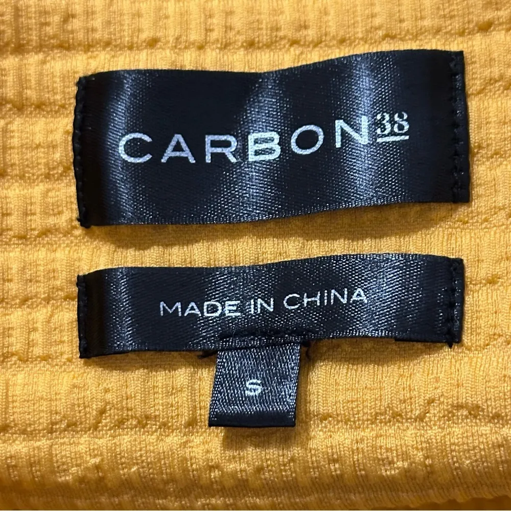 Carbon38 Women’s Size S Mustard Yellow Ribbed Jacquard Exercise Biker Shorts - Image 4