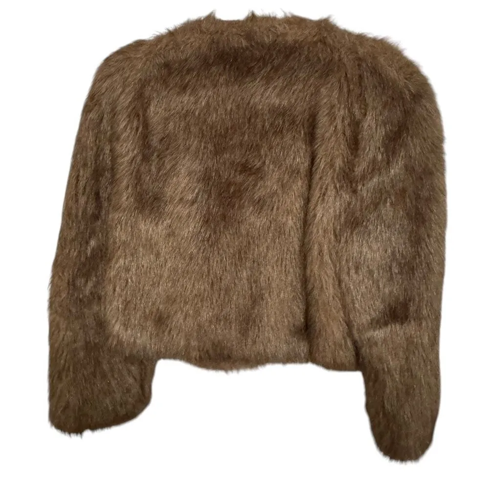 VTG Cropped Faux Fur (?) Jacket Ladies IWGWU Garment Workers Union Winter READ Size M - Image 2