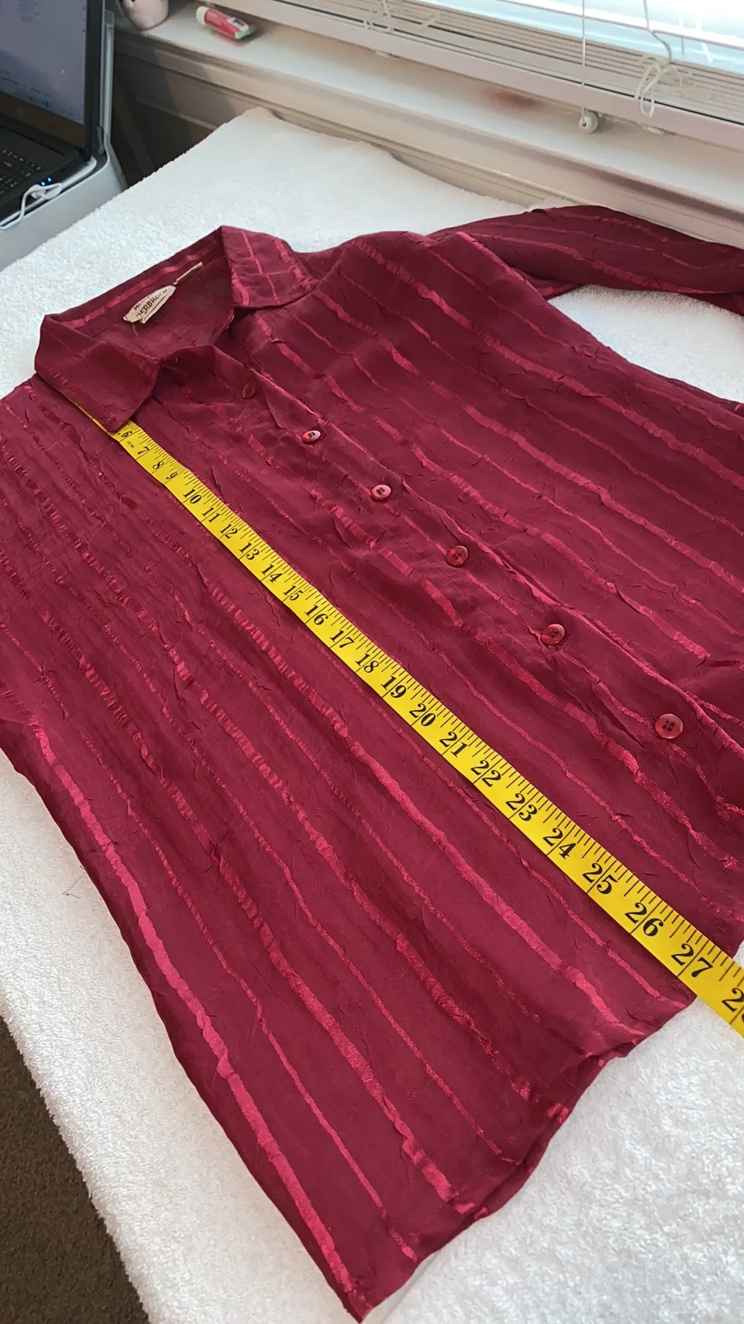 blouse w/tank top sheer blouse button down long sleeve Sz Larg - Image 4