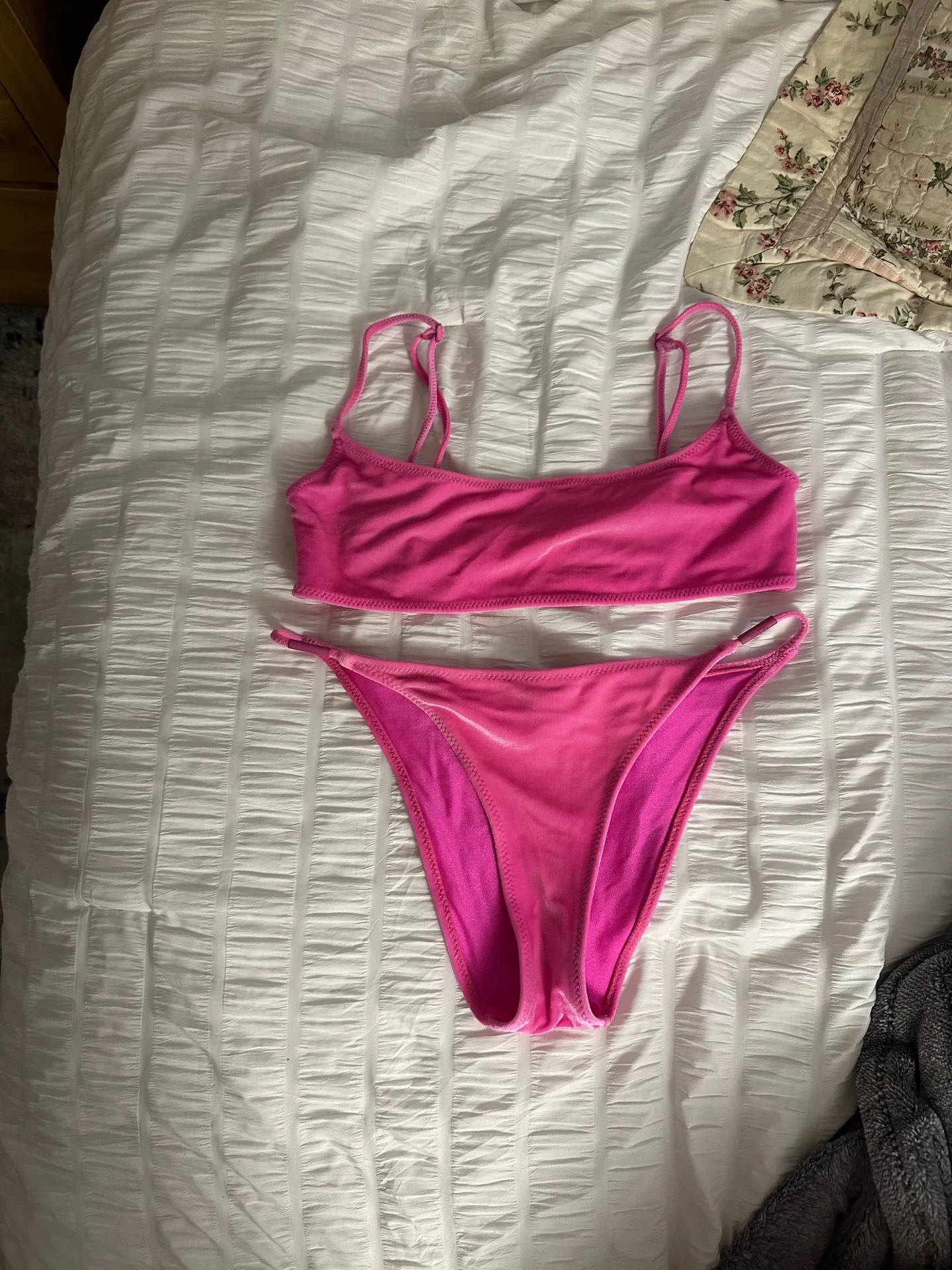 Triangl Pink Velour  Bikini - Image 2