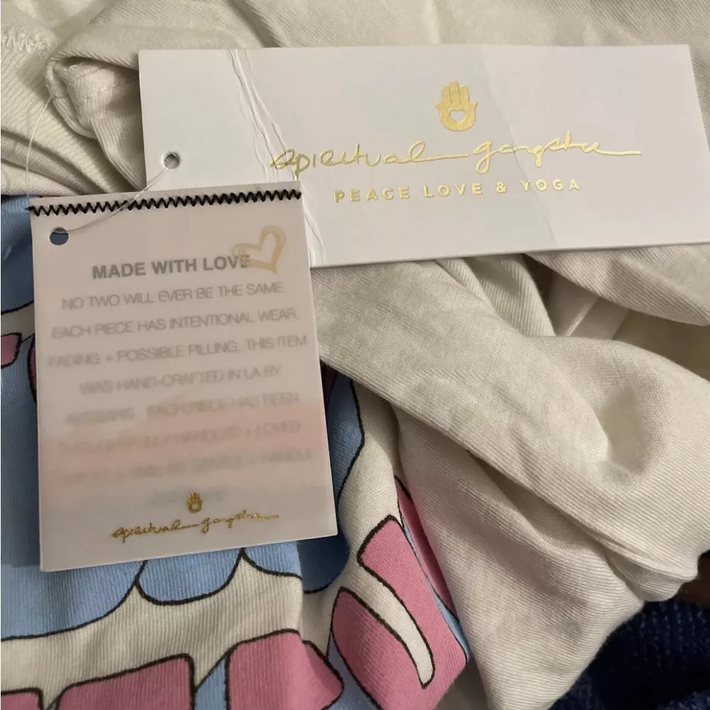 Spiritual Gangster Grateful Pink Blue LS Shirt Top Tee XS New with Tags - Image 11