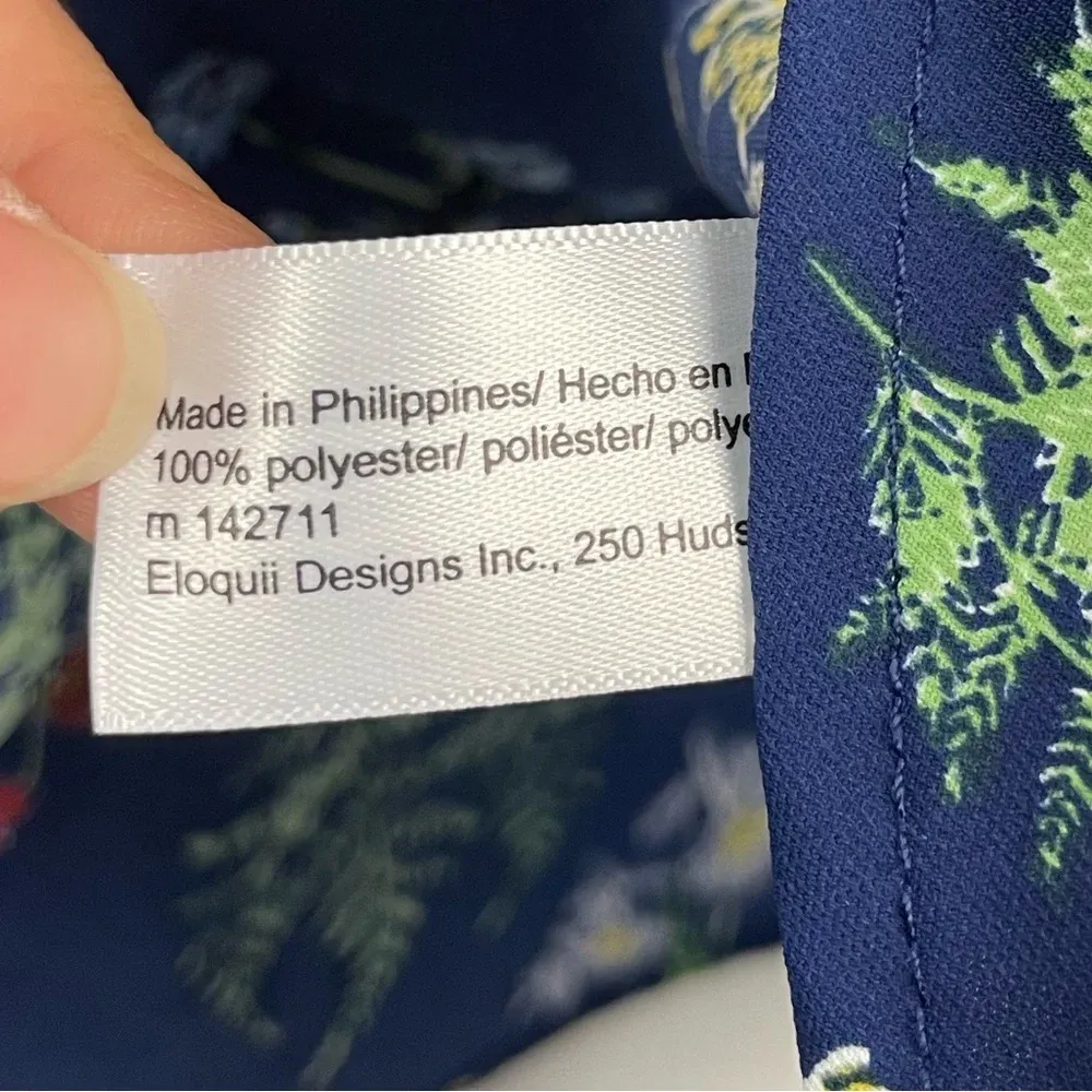 Eloquii  Elements Blue Floral Long Balloon‎ Sleeve Blouse - Image 5