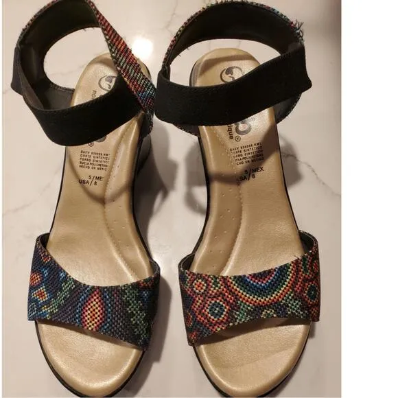 nnb No Name Boutique Womens Size 8 Wedge Sandal Tribal Rainbow NEW Black - Image 2