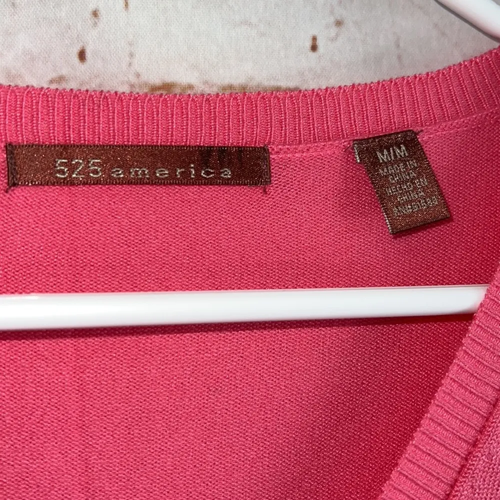 525 America pink sweater pullover Medium 3/4 sleeve lightweight v neck - Image 3