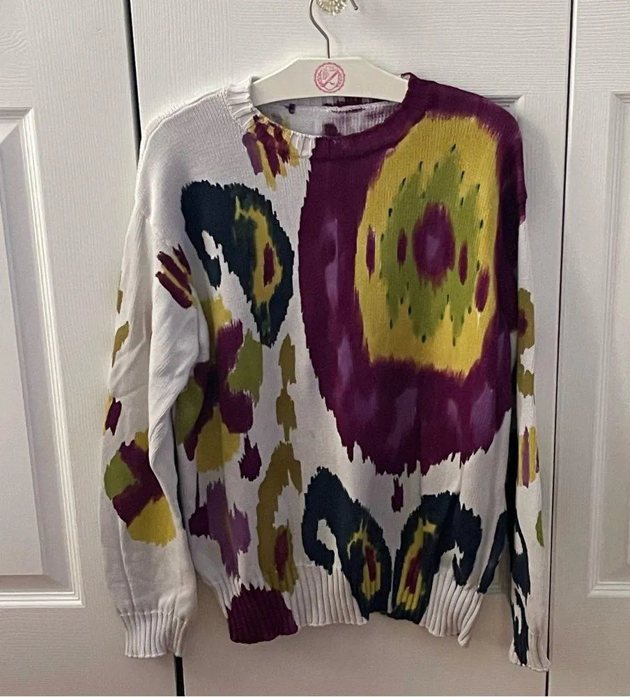 Ralph Lauren Collection Purple Label Printed Cotton Crewneck Sweater - Image 3