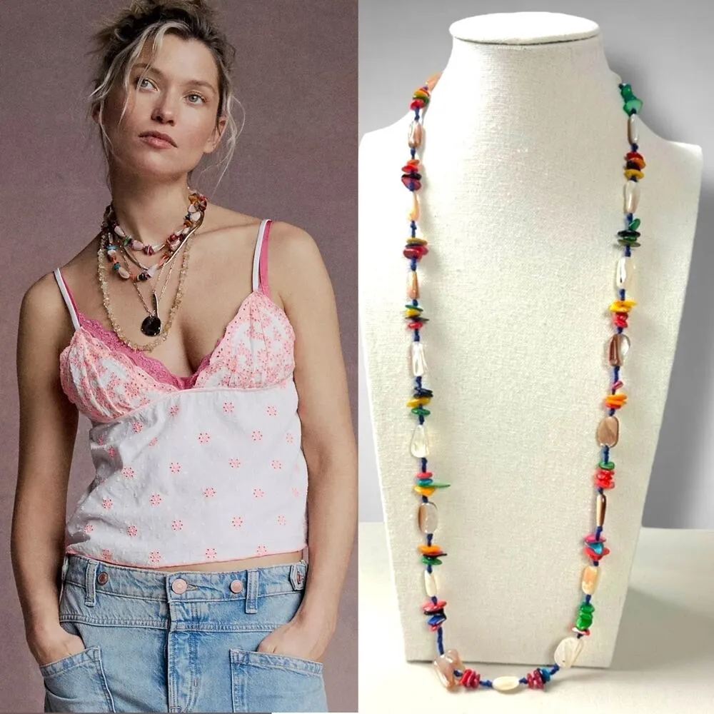 Free People Ariana Ost At The Market Necklace NWT Navy Bohemian Beach Whimsical - Image 6