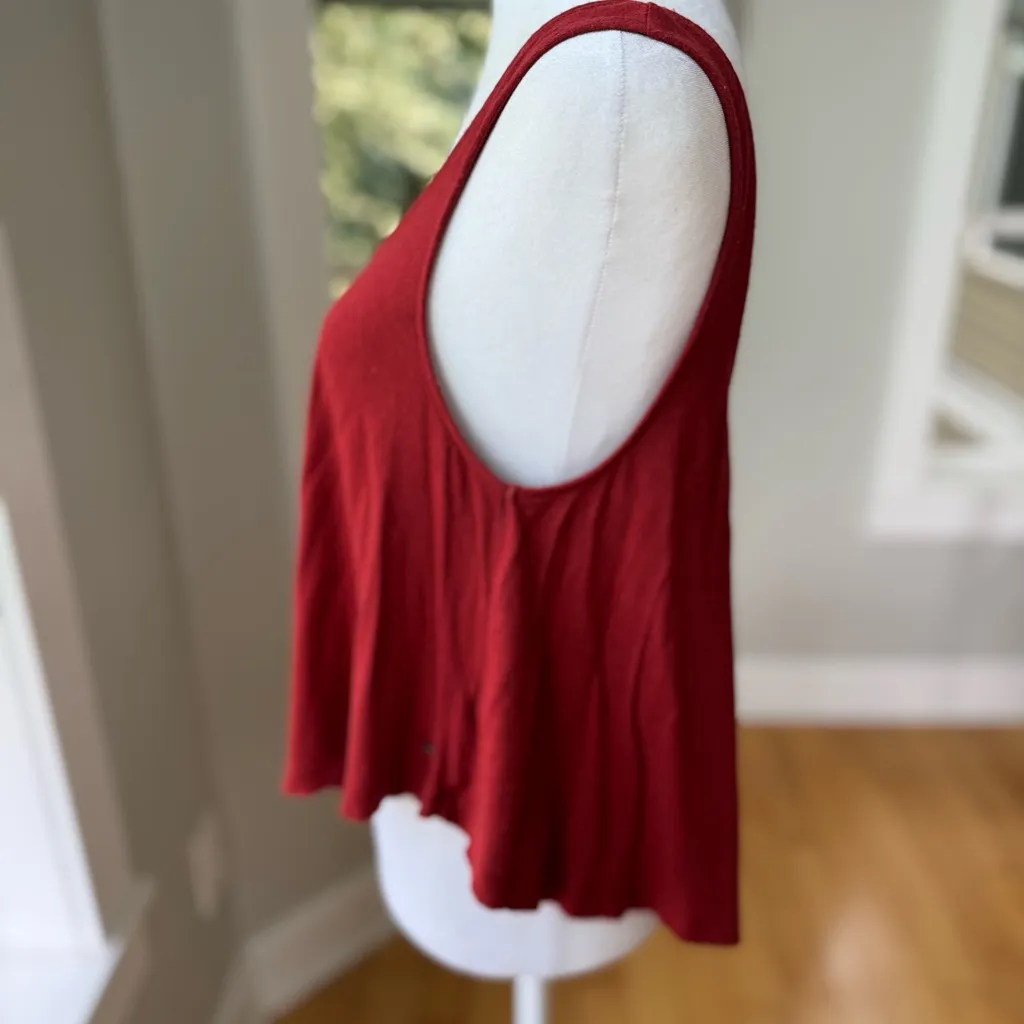 American Eagle Outfitters Rusty Red Low Scoop Back Loose Fit Crop Tank Sz Small - Image 3
