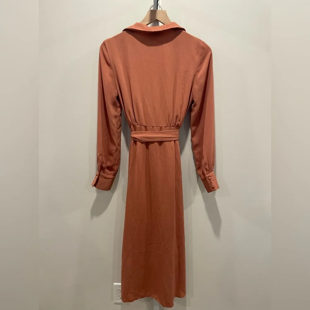 Asos Design Collared Wrap‎ Midi Dress With Tie Belt Size 2 - Image 11