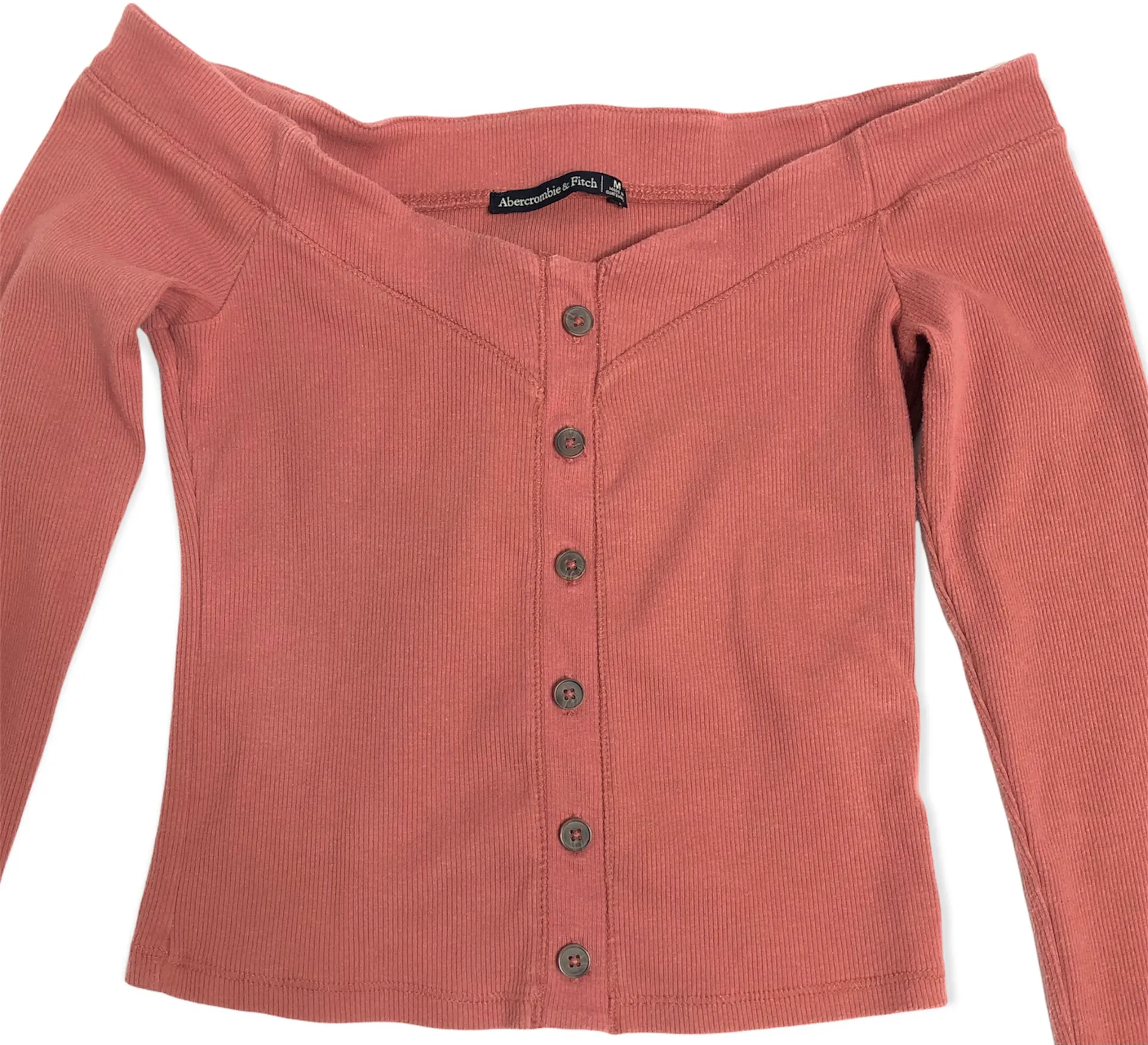 Off-Shoulder Ribbed Long Sleeve Top - Image 2