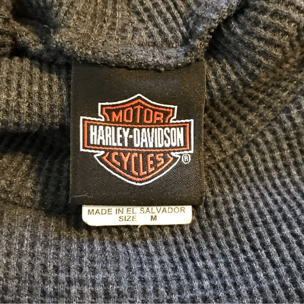 VINTAGE HARLEY DAVIDSON EMBROIDERED LADIES LONG SLEEVE CHARCOAL GREY THERMAL Gray Size M - Image 7