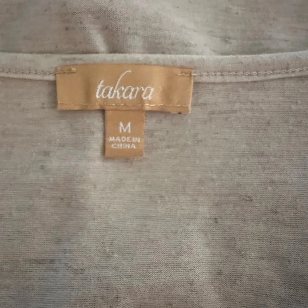 Takara Size Medium Beige‎ High Low Top Crochet Accent Linen Blend juniors - Image 7