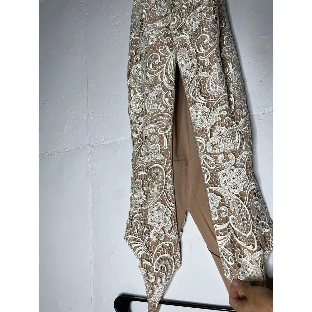NEW Dress the Population Marie Lace Midi Dress Size XS White Ivory Cream - Image 8