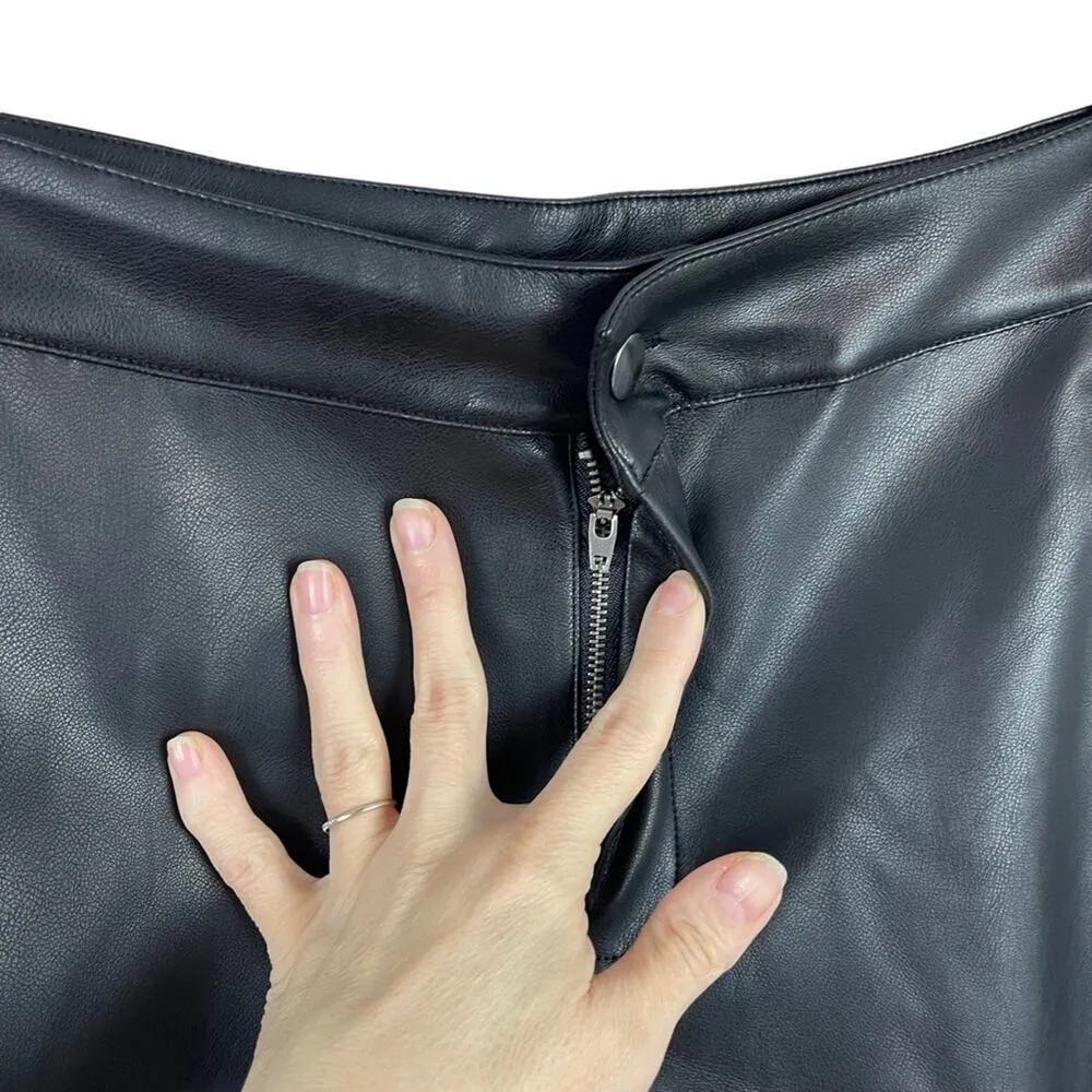 21 Saints Black Vegan Faux Leather High Waist Rise Stretch Straight Pants Large - Image 5