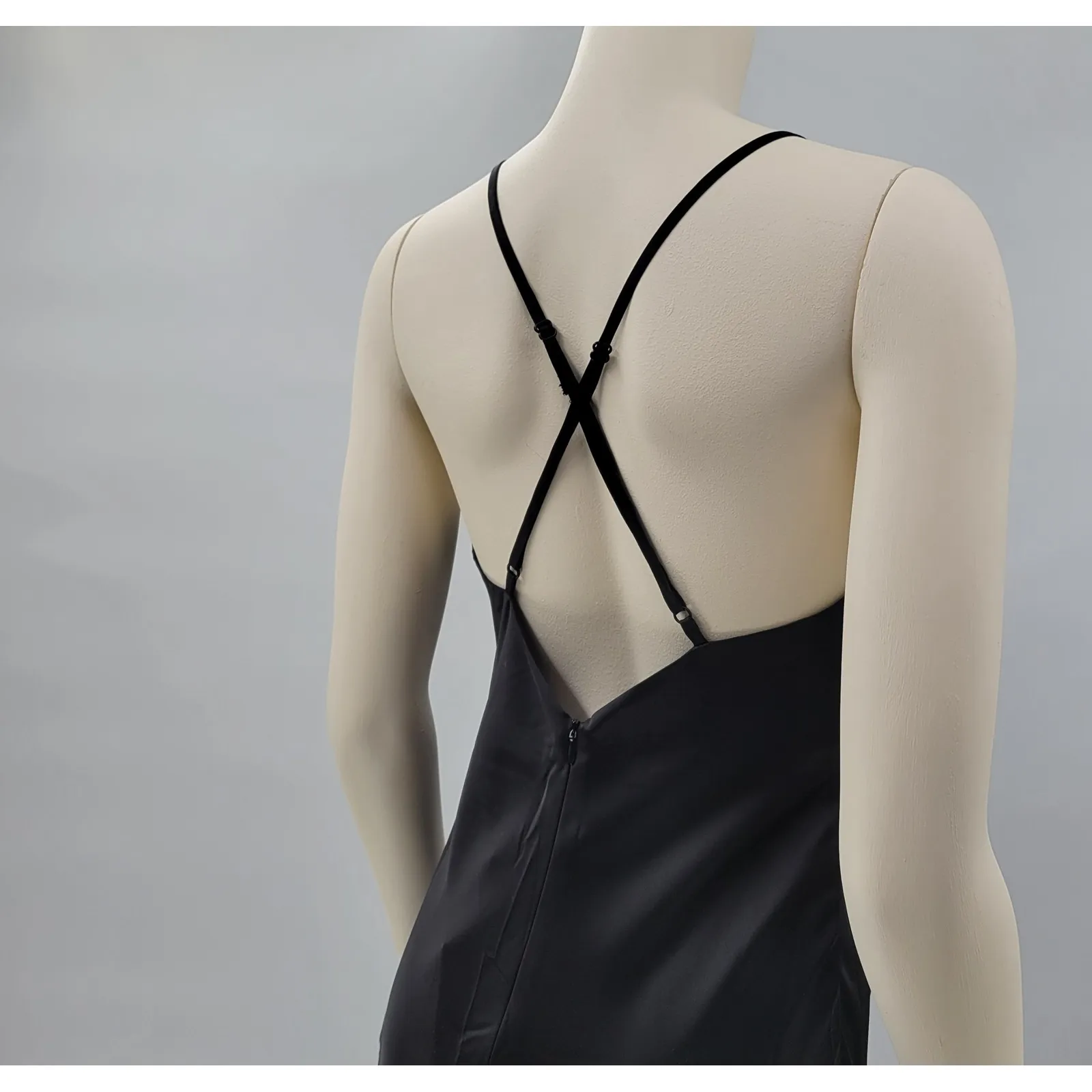 HHQ Maxi Slip Dress Size M Black Satin Lace Trim Spaghetti Strap Sexy NWT Size M - Image 7