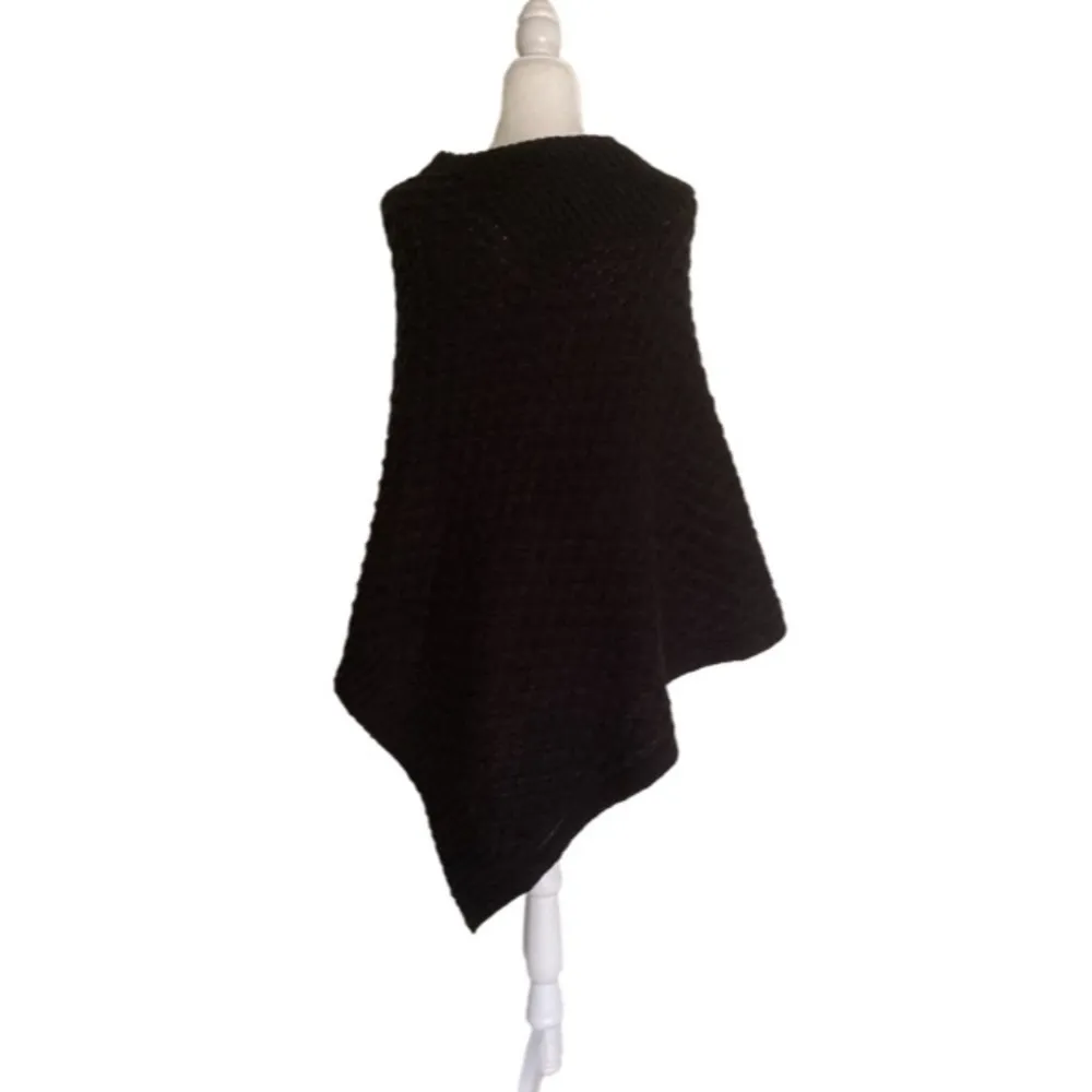 Lord & Taylor Sweater Poncho Black Size undefined - Image 6