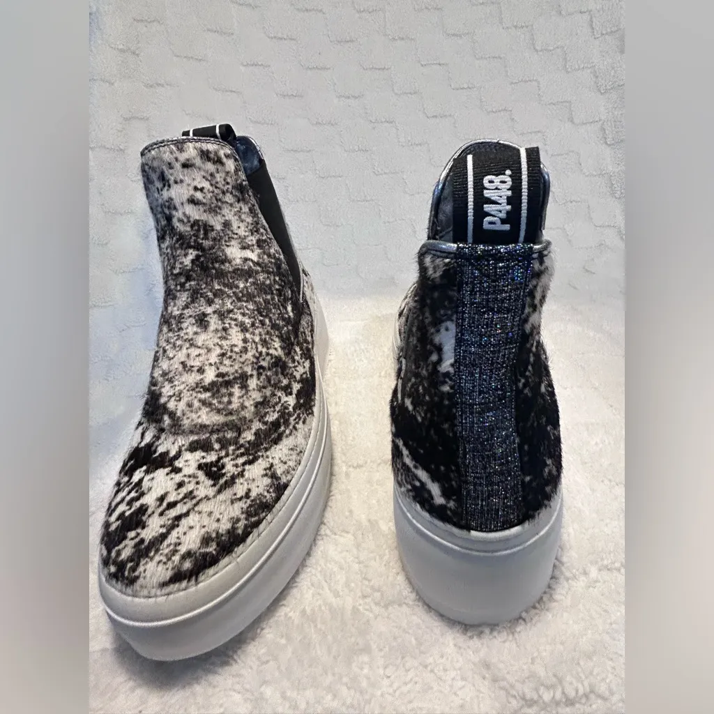 P448 Lucy Calf Hair High Top Platform Pull On Sneaker Size 37 - Image 5