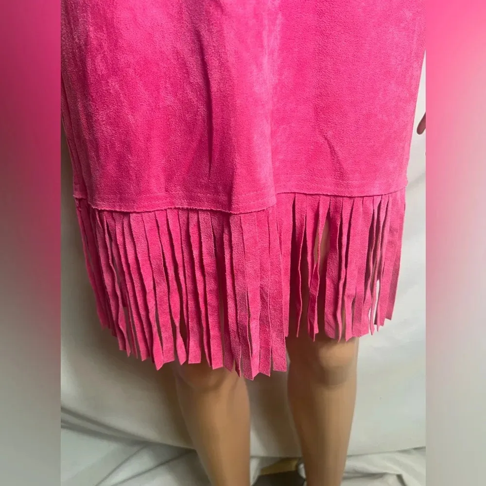 Gianni Bini Pink Mini Suede Country Concert
Fringe Dress Size Small - Image 4