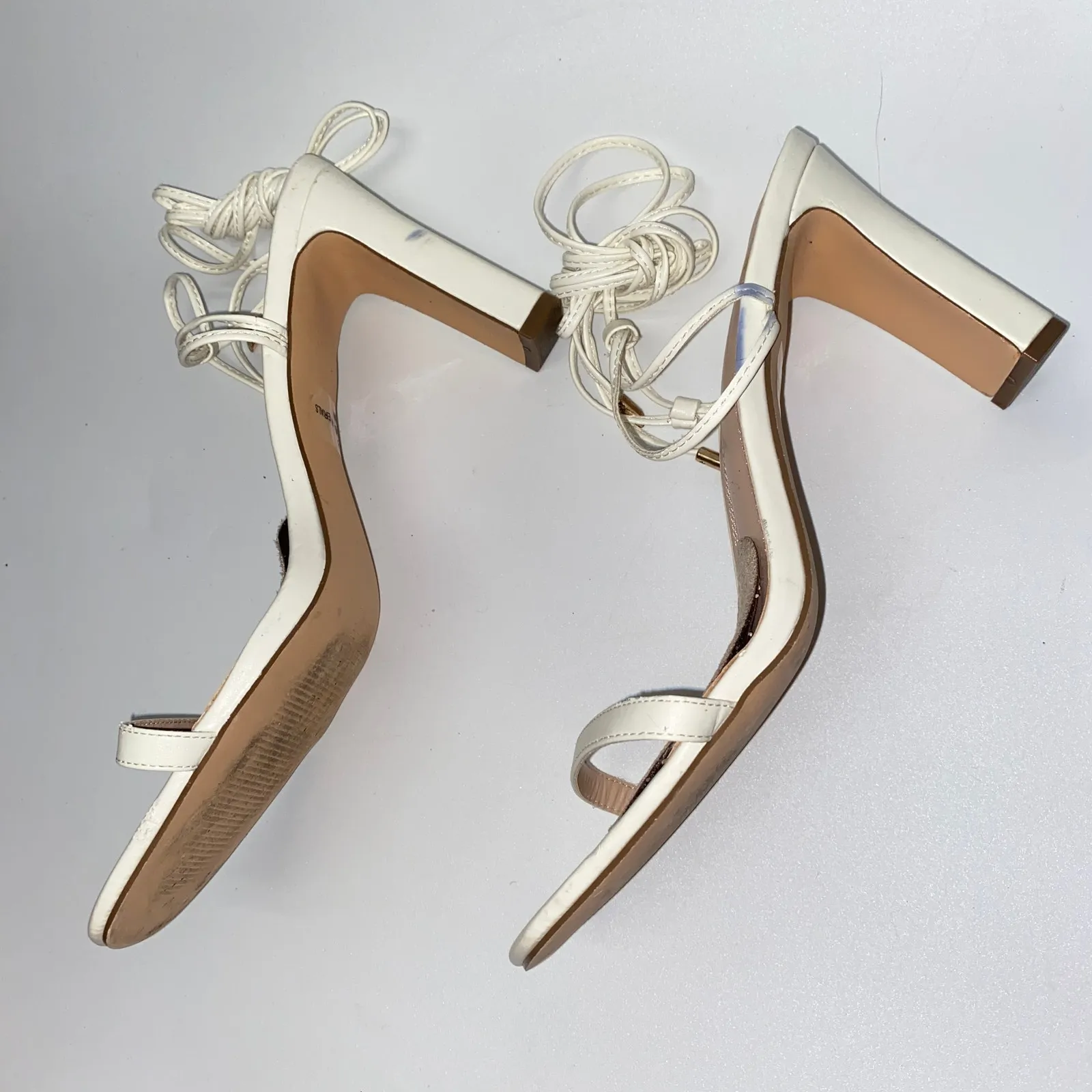 Lulus White Xylia Lace-Up Heels Heeled Sandals Women's Size 10 - Image 5