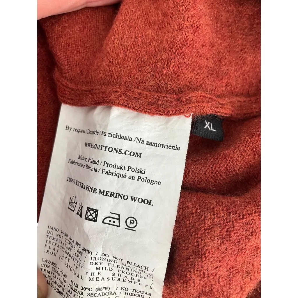 Womens Rust Red Knittons Extra Fine Merino Wool Sweater XL Classic casual stretc - Image 6