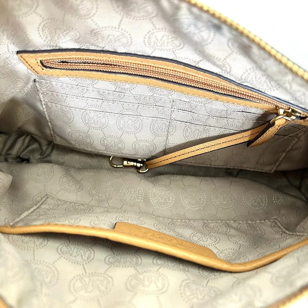 Michael Kors East West Crossbody in Camel Pebbled Leather and Gold Chain - Image 12