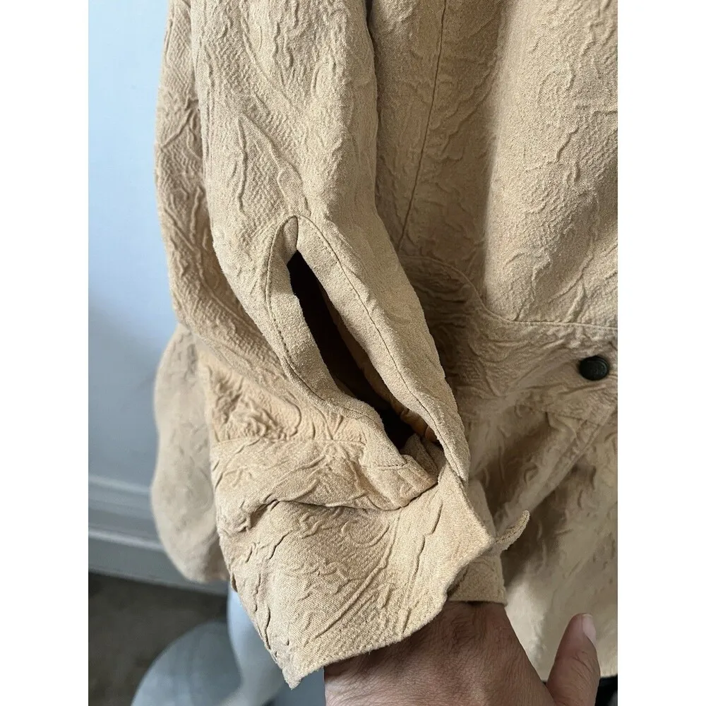 Coldwater Creek Brown Western Floral Embossed Button Down 2x Blouse 3/4 Sleeve - Image 6