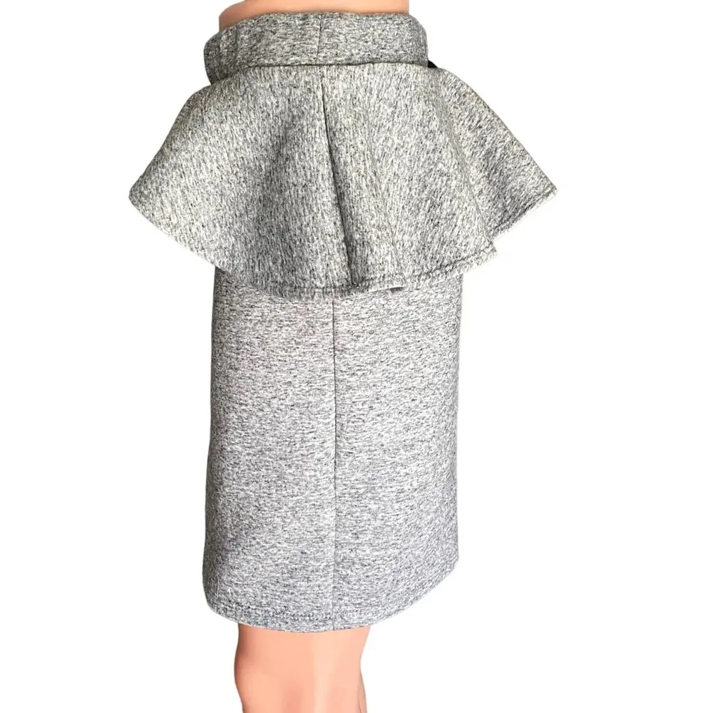 LEMONDROP Gray Linen Fleece Ruffled Pencil Mini Skirt ~ Women's Size LARGE - Image 2