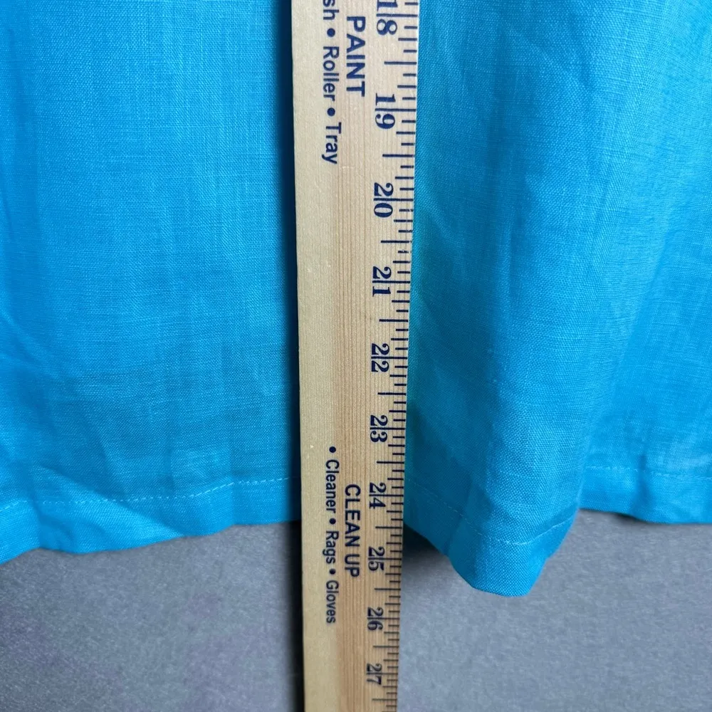 Planet by Lauren G 100% Linen Aqua Blue Top One Size Cover Up Vacation USA - Image 10