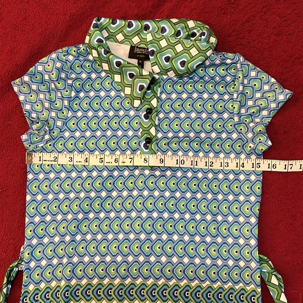 LAUNDRY by Shelli Segal blue/green geometric print dress. - Image 11