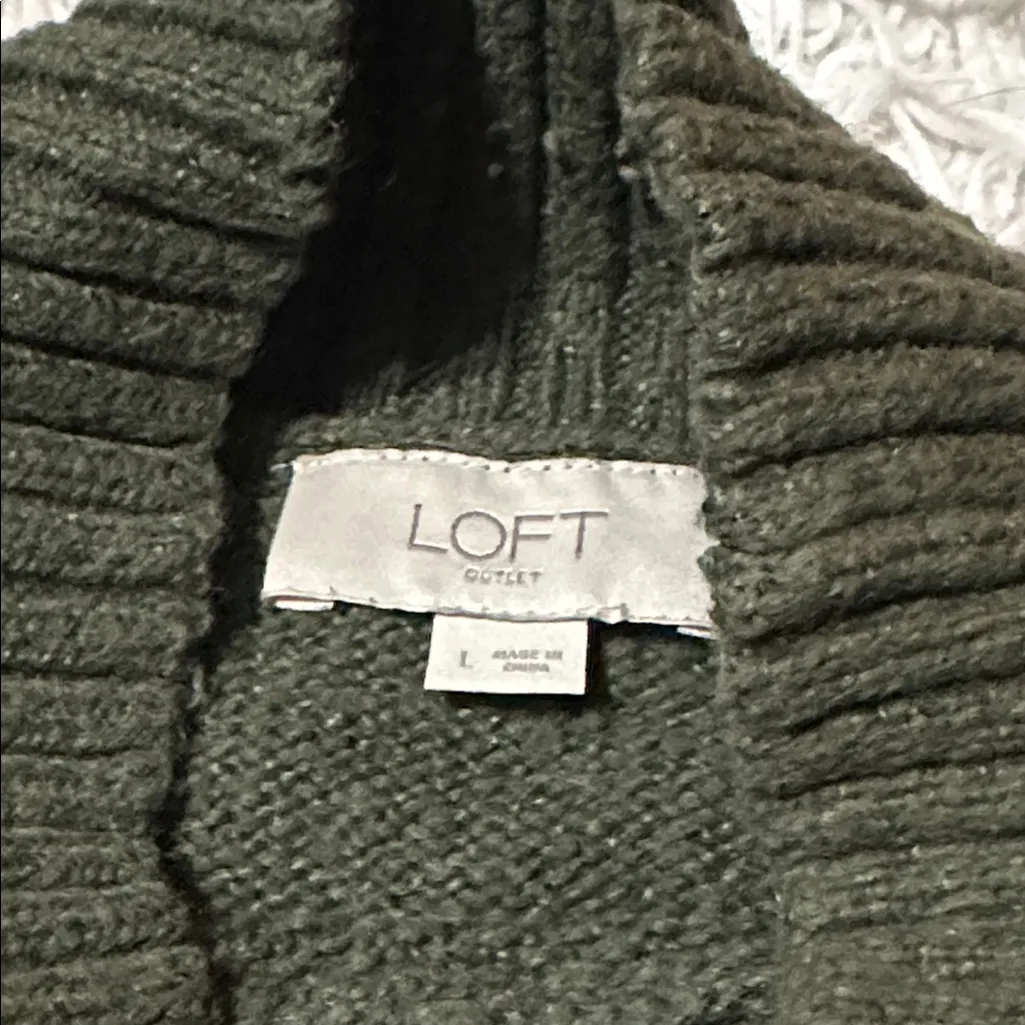 LOFT Dark Green Women's Mockneck Sweater, Large - Image 2