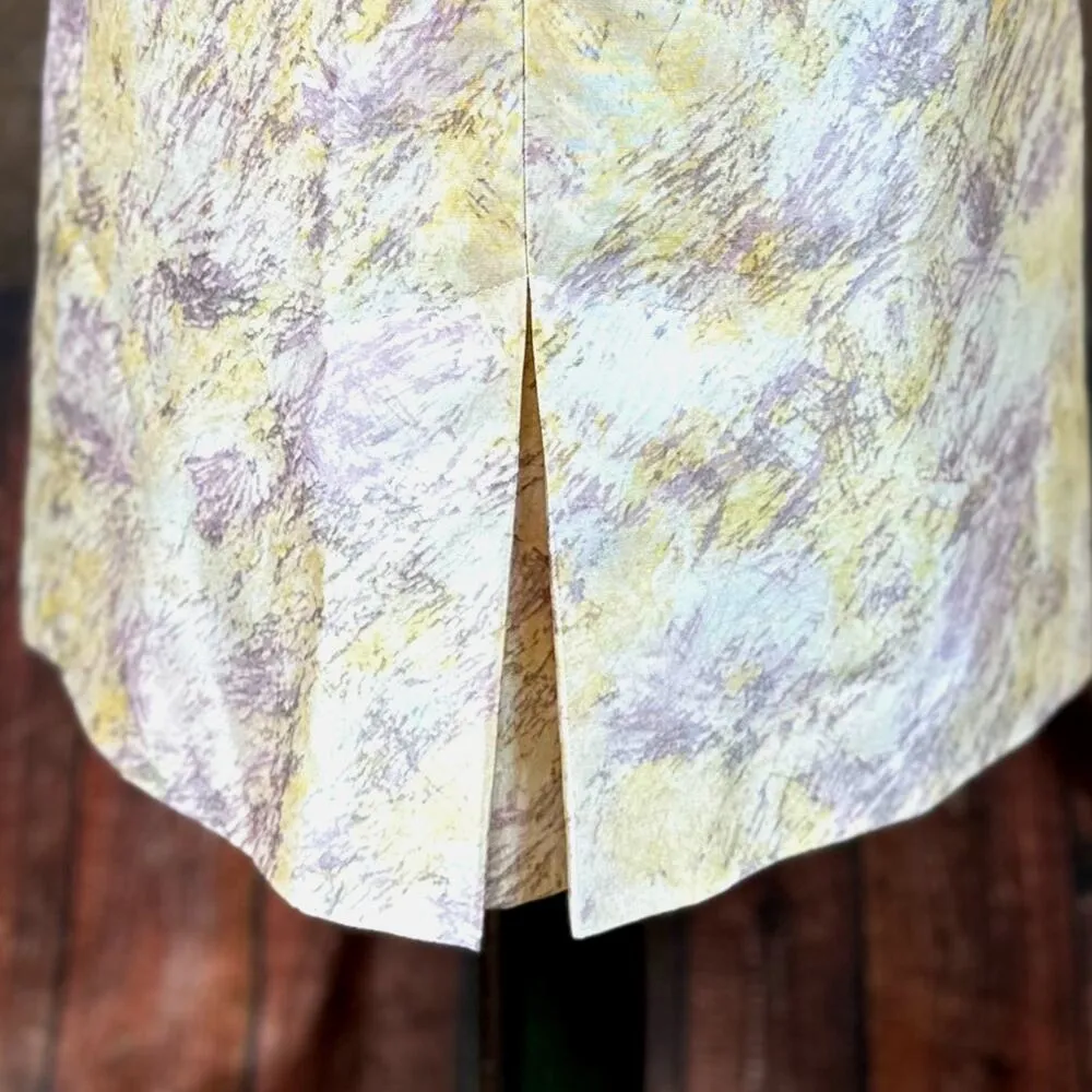 BCBGMaxazria Athena Watercolor‎ Print Wool/Silk Skirt Lavender/Cream 10 - Image 12