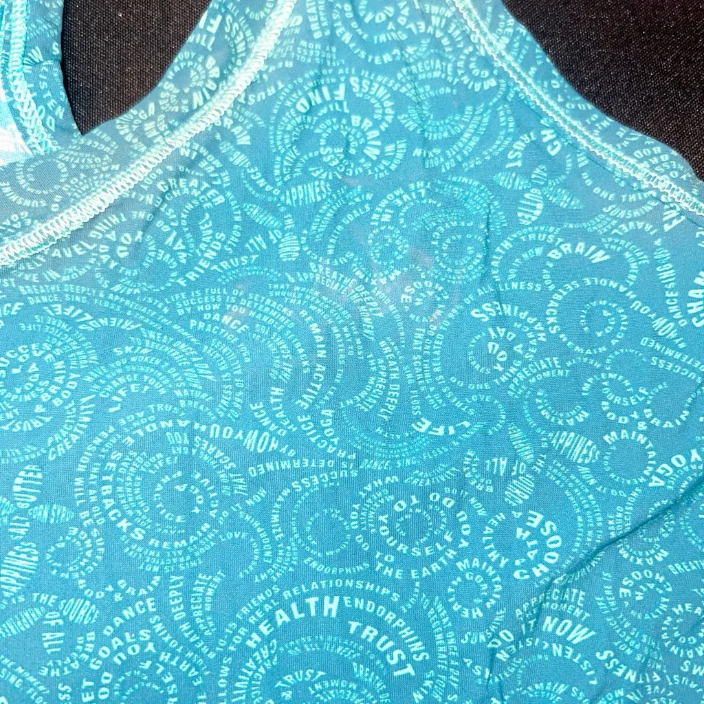 Lululemon Fast Lane Singlet "Foli Manifesto Bali Breeze Tofino Teal" tank - Image 9