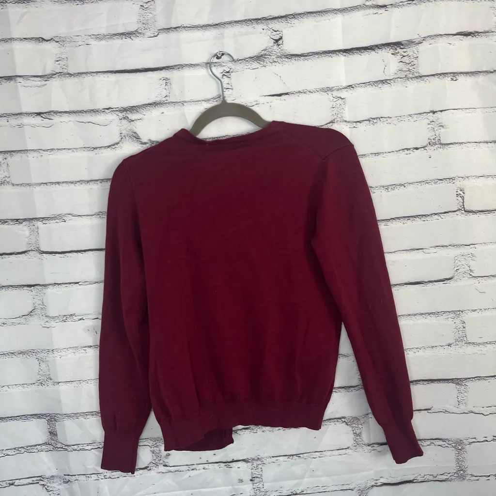 Y2K Melrose Chic Burgundy Button Front Knit Cardigan Women’s Medium Long Sleeve Red - Image 10