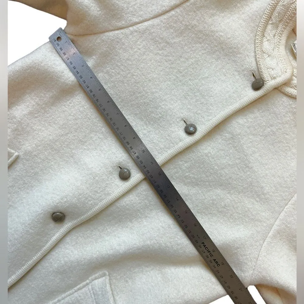 Vintage J. Kaufmann Wool Jacket Coatigan Ribbed Knit Trim Long Cream Size 10 - Image 12