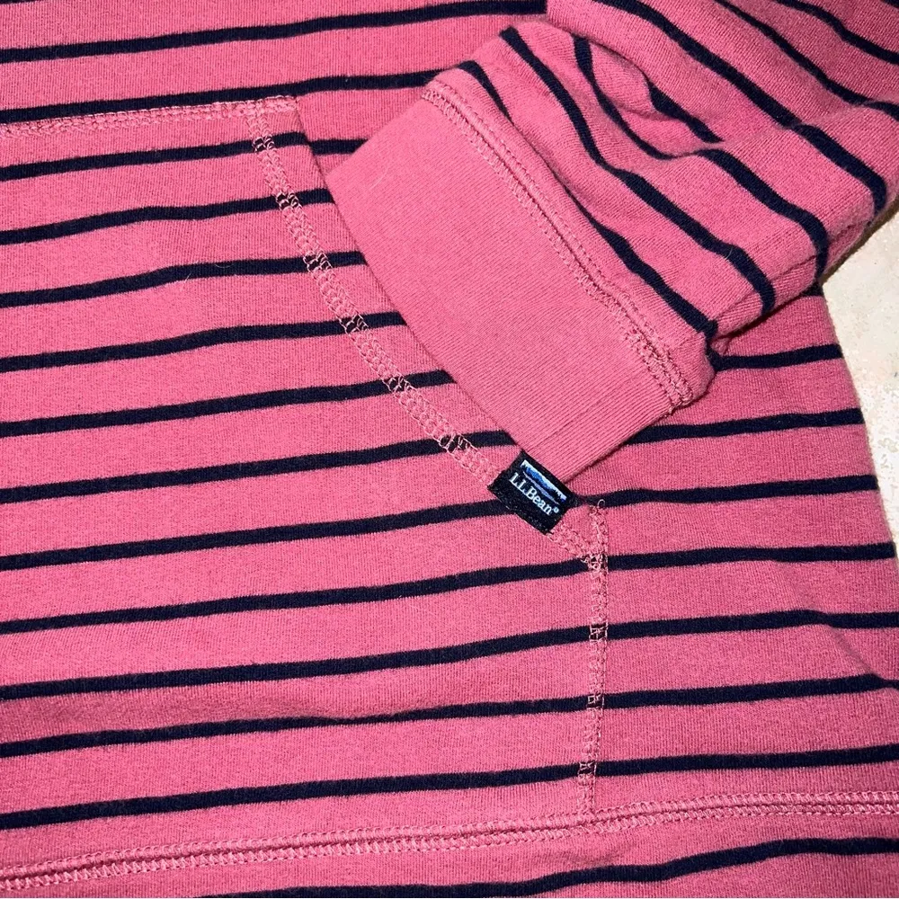 L.L.Bean  Pink Striped 1/4 Zip Pullover Sz S Regular - Image 3