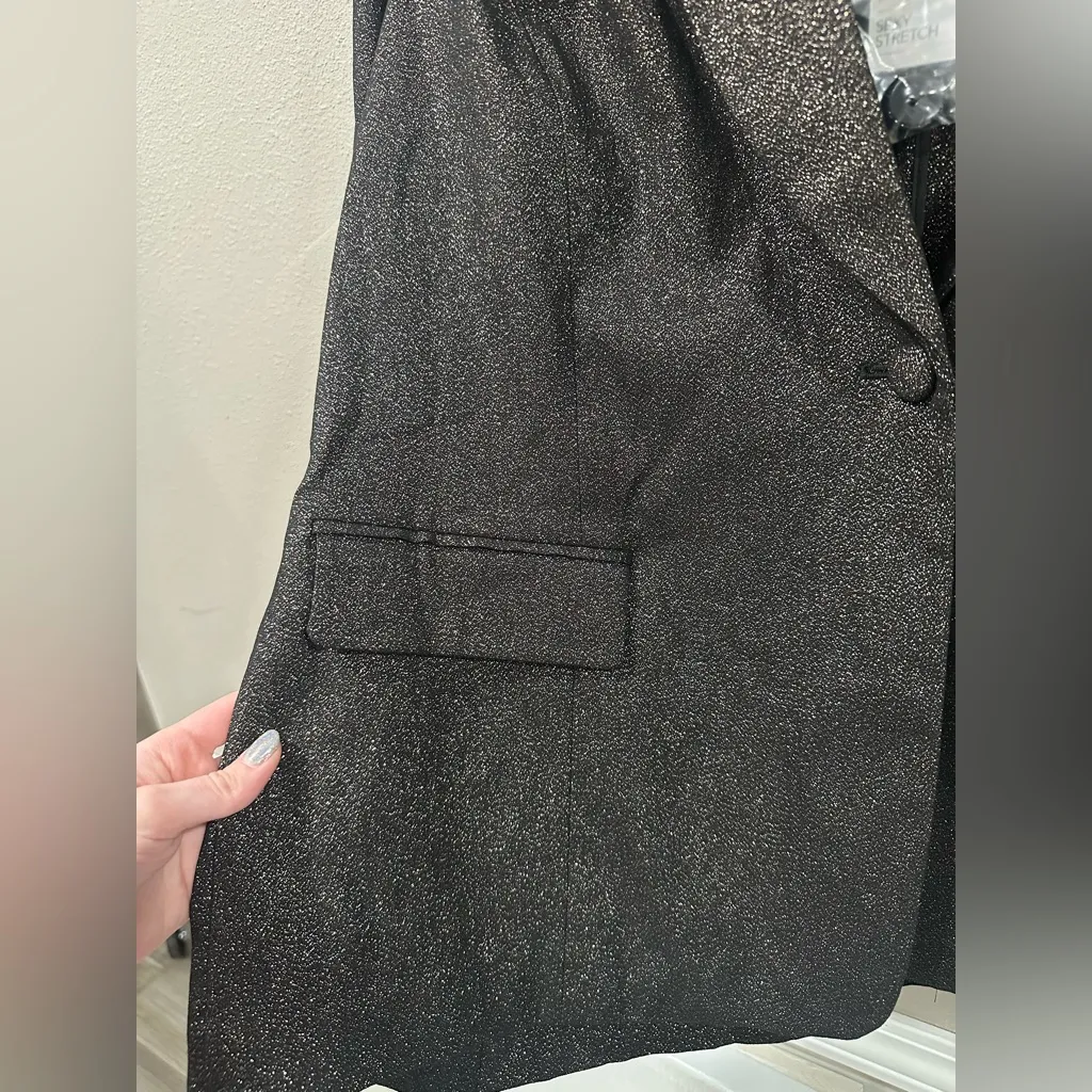 NWT $89 Lane Bryant Black Gold Metallic Sparkly Bryant Blazer Jacket Size 16 - Image 3