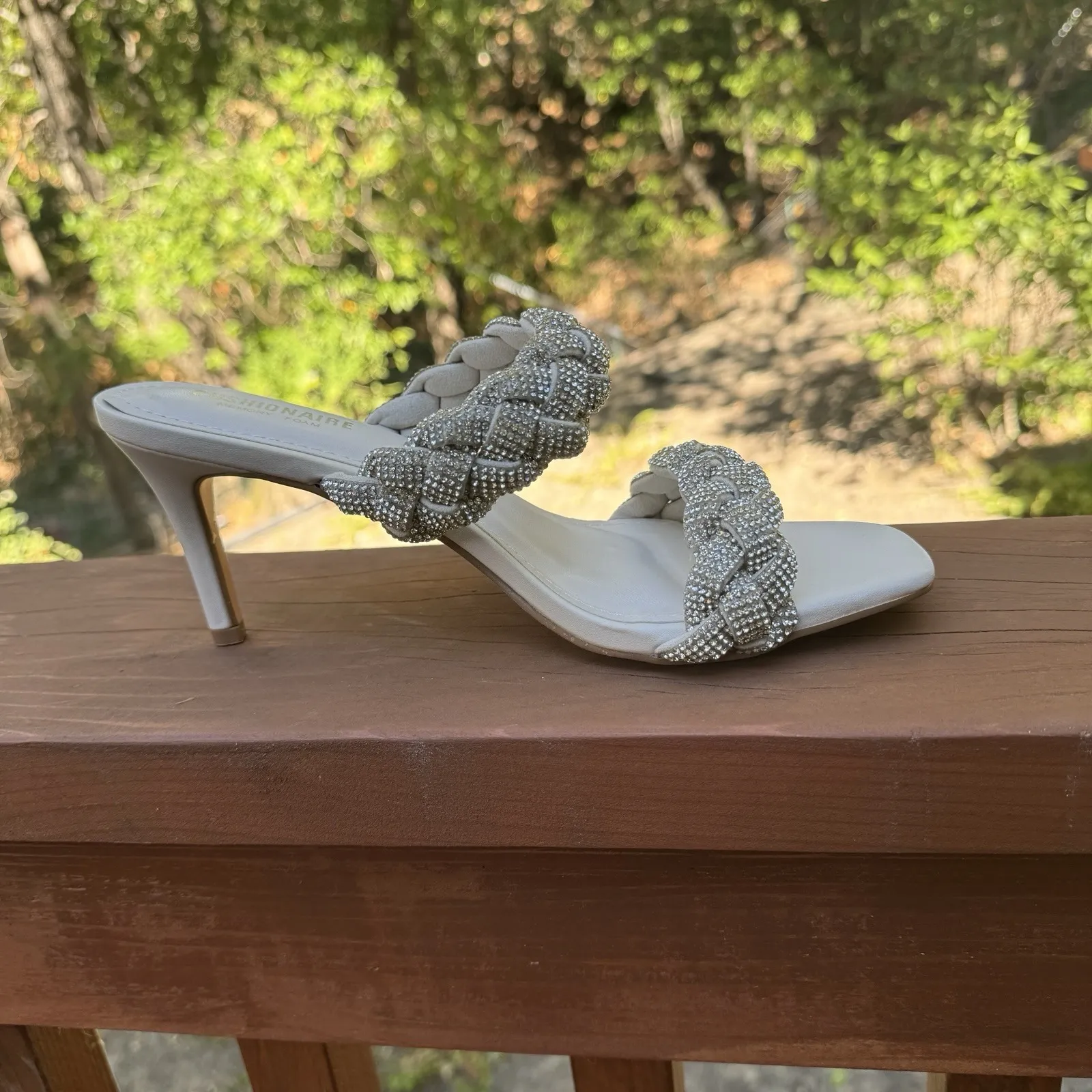 Cushionaire "Party" Silver Sparkle Braided Sandal Size‎ 8.5 Shoes Heel New! - Image 9