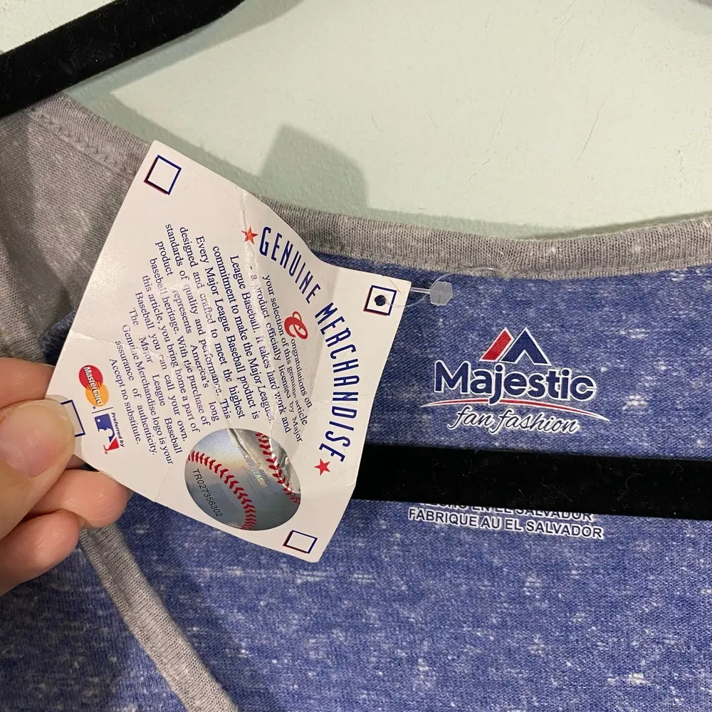 Majestic Women's MLB New York Mets Grey & Blue Raglan Graphics Tee Size M NWT - Image 6