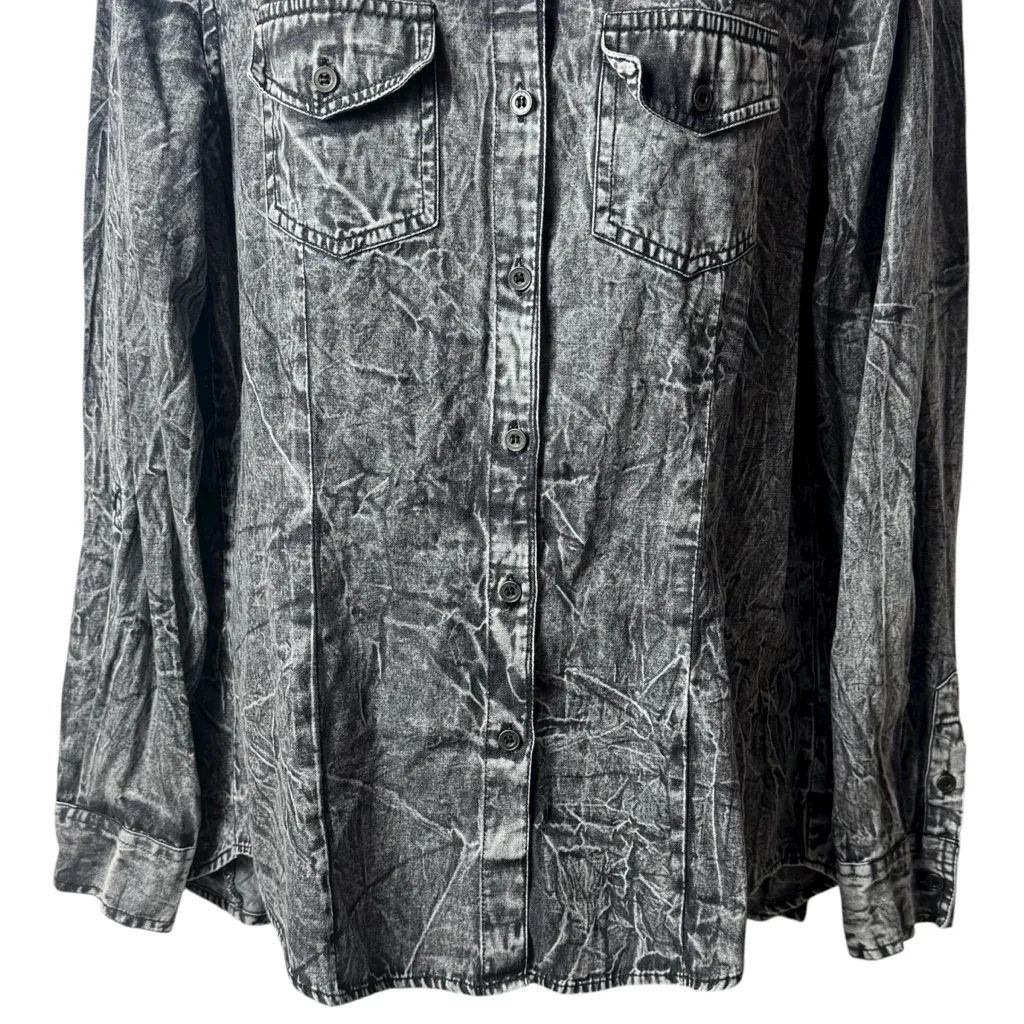 Nostalgia Black Denim Tunic with Colorful Floral Embroidery Peasant Bohemian S Gray - Image 6