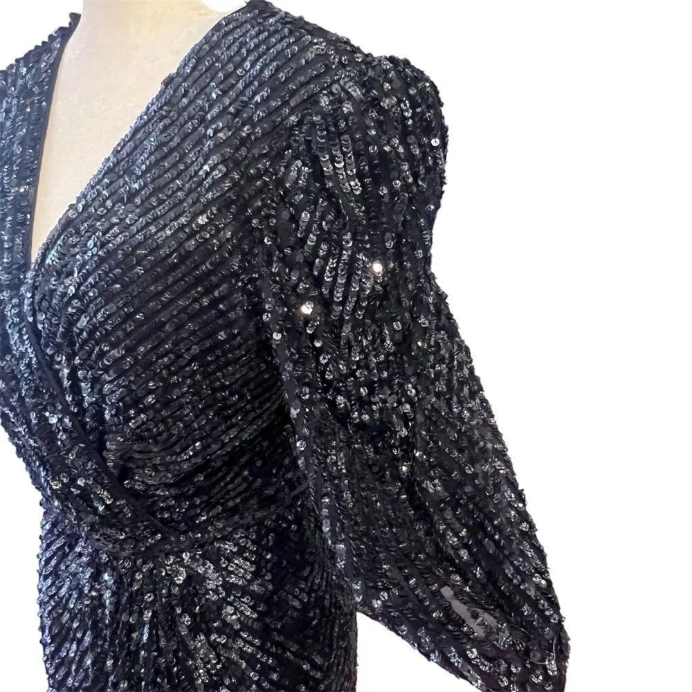 NWT‎ Mac Duggal Midnight sequin midi dress style 5578 size 8 women's - Image 8