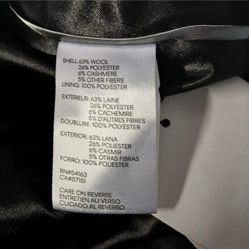 $360 Calvin Klein Women Wool Blend Winter Pea Coat Size 16 Black Single Breasted - Image 14